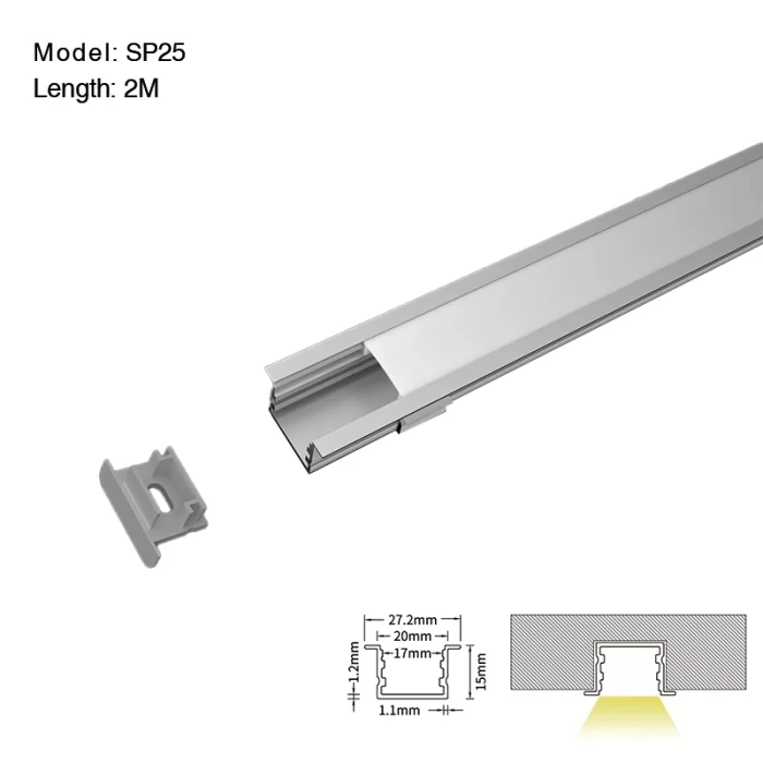 Canal de alumínio LED L2000×27.2×15mm - Canal de alumínio SP25-LED--01