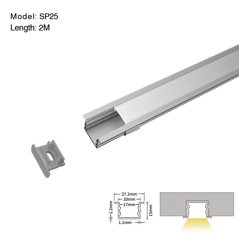 LED Aluminum Channel L2000×27.2×15mm - SP25-Recessed LED Channel--01