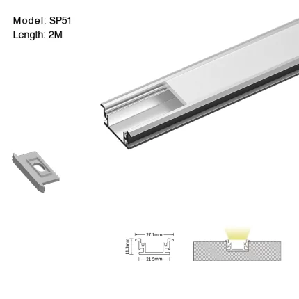 LED Aluminum Profile L2000×27.1×11.3mm - SP51-Recessed LED Channel--01