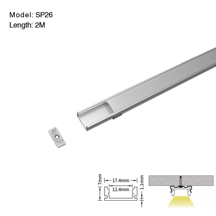 Светодиодный канал L2000×17.4×7 мм — SP26-Встраиваемый светодиодный канал без рамки — 01