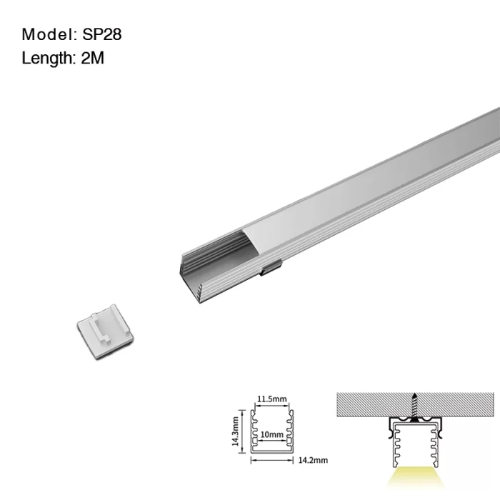 د LED پروفایل L2000 × 14.2 × 14.3mm - SP28 - بې سرحده بیاکتنه شوي LED چینل - -01