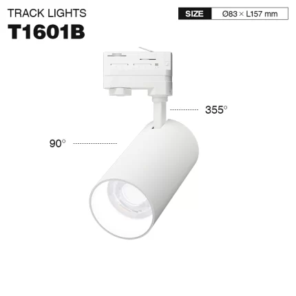 T1601B – 30W 4000K 36˚N/B Ra80 Bianco – Faretti da binario-Illuminazione da binario cucina--01