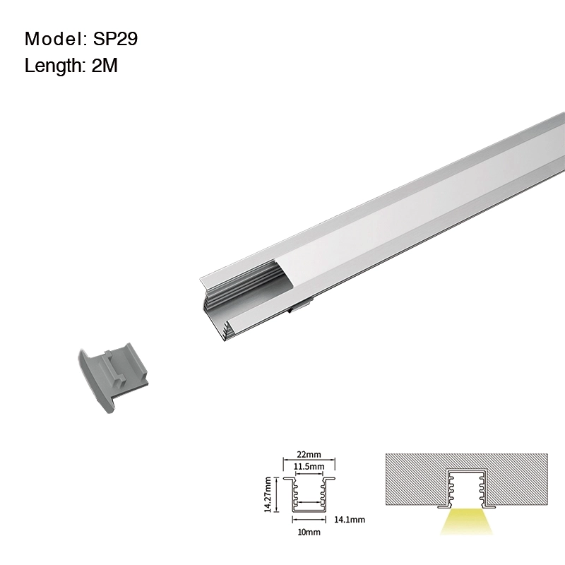 قناة ألومنيوم LED L2000 × 22 × 14.27 مم - SP29 - قناة LED غائرة - 01