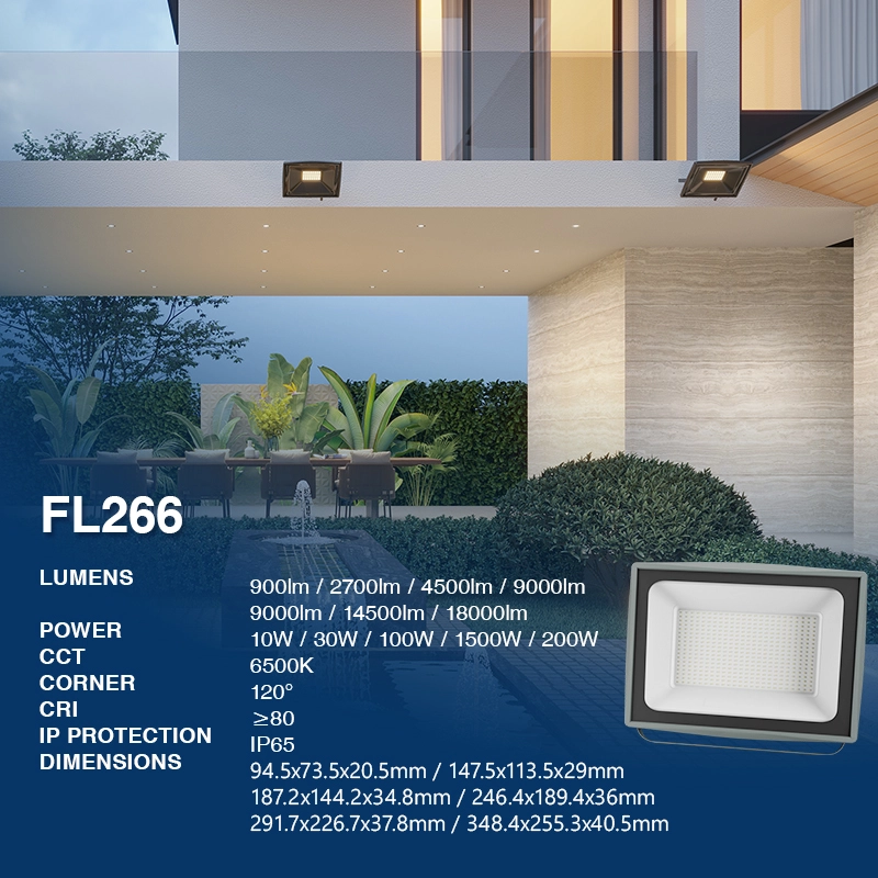 FL266 - 200W 6500k IP65 Ra80 19000lm Black - LED Flood Lights-Outdoor Flood Lights--02