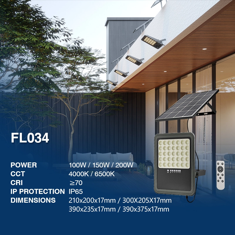 FL036 - 200W 4000k IP65 Ra80 UGR27 - Solar Flood light-Solar Lights--02