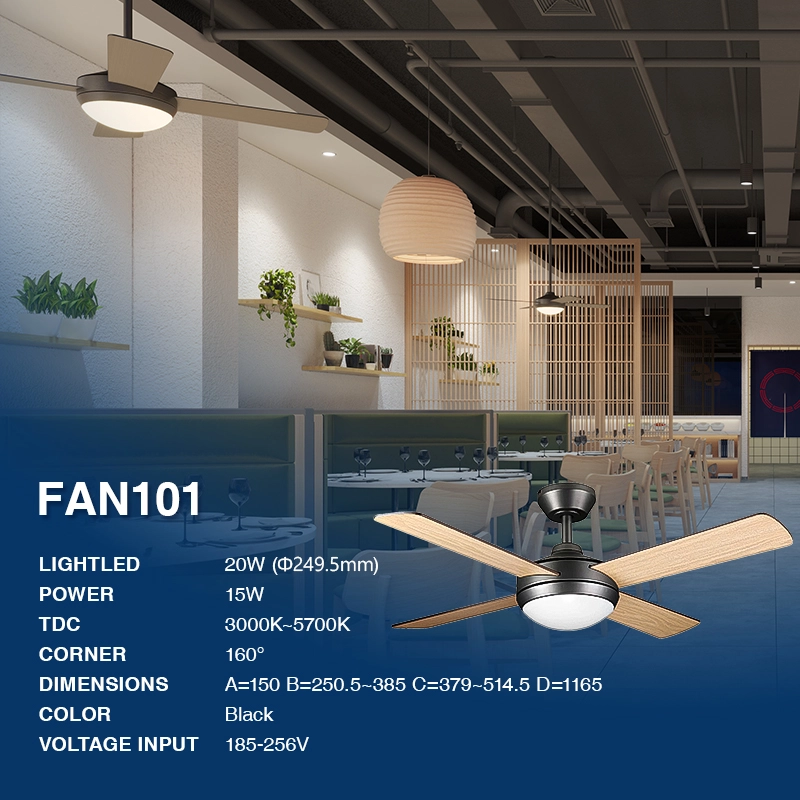 Llum del ventilador de sostre 15W AC 220-240V 50/60Hz 3000-5700k Angle de llum 160° - 44 polzades-Il·luminació de la sala d'estar--02