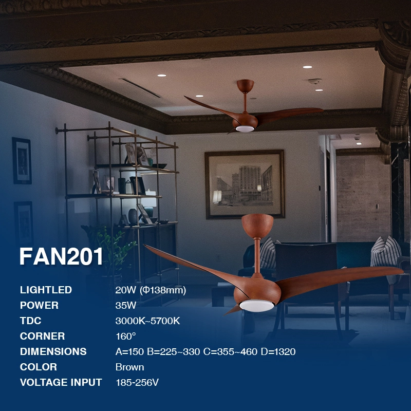 Rufin Fan Haske 35W Ac 220-240V 50/60Hz 3000-5700k Beam Angle 160° - 52inch-Ceiling Fans Tare da Haske--02