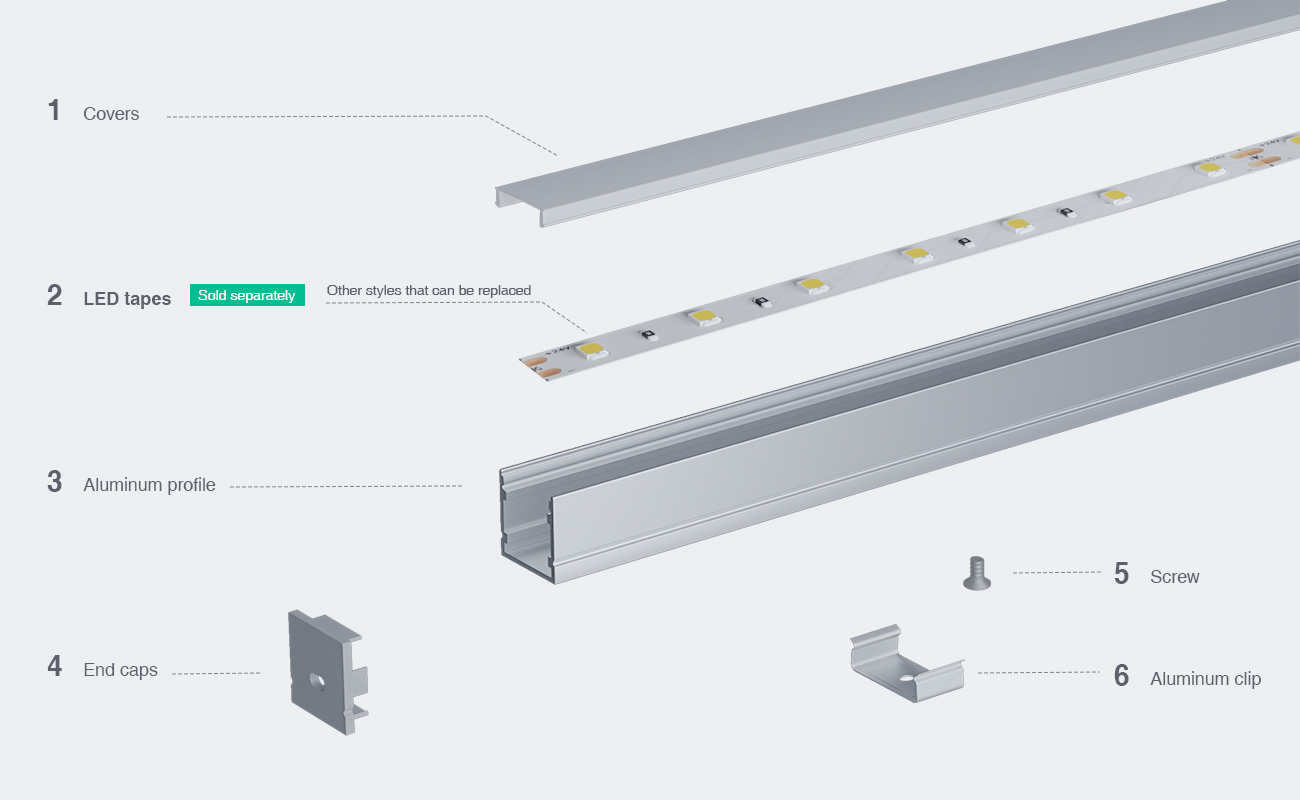 LED Aluminum Channel L2000×20×20mm - SP33-Surface Mount LED Channel--03