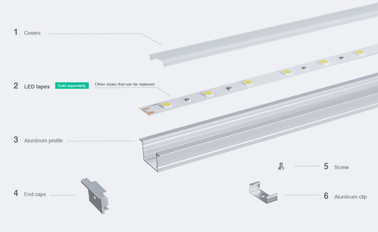 قناة ألومنيوم LED L2000 × 43 × 20 مم - ملف تعريف SP36-LED - 03