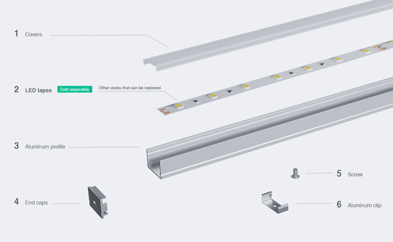 Canale LED in alluminio L2000×30×20mm - SP35-Canale LED da incasso senza bordi--03