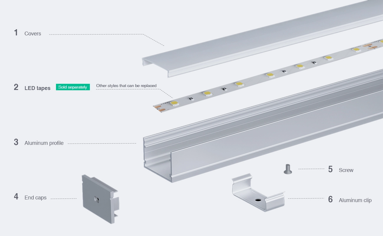 LED aluminiumskanal L2000×30×20 mm - SP37-overflatemontert LED-kanal--03