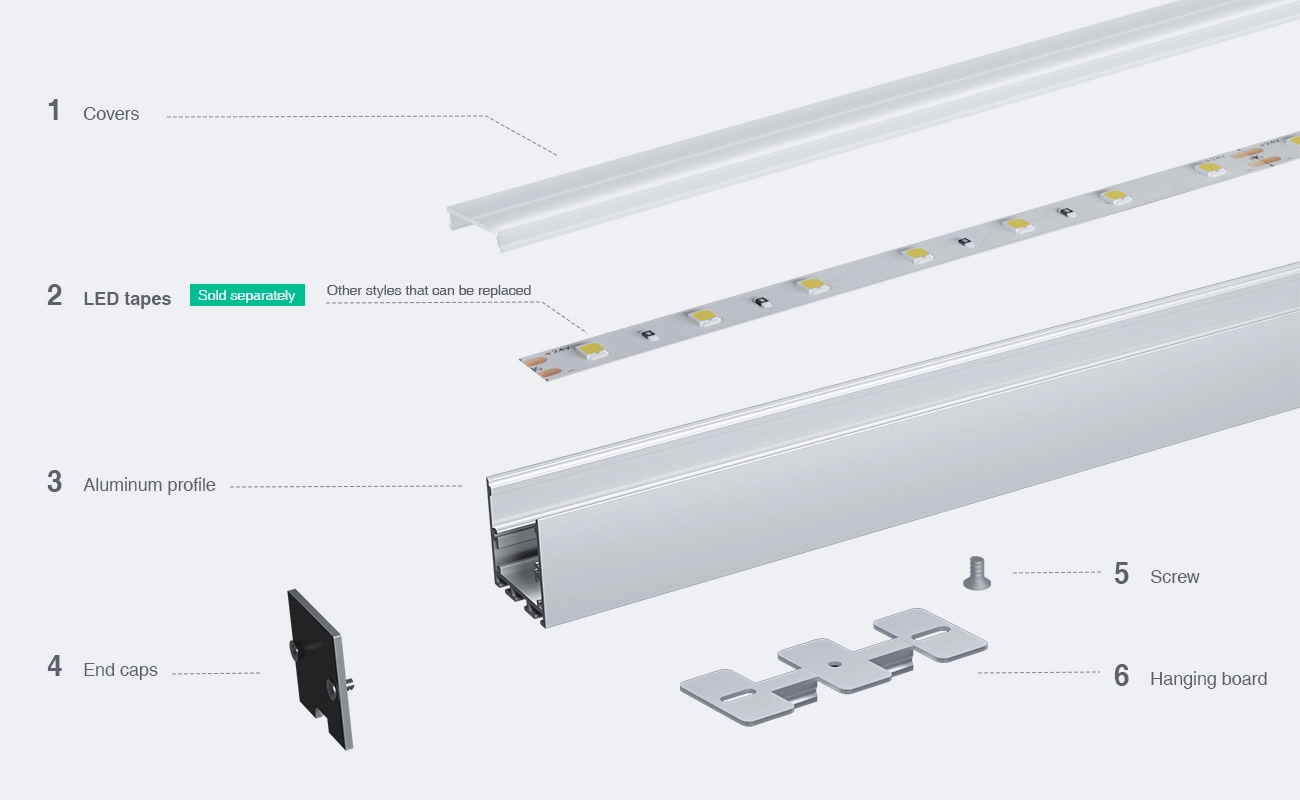 LED alumínium csatorna L2000×35×35 mm – SP38 – szegély nélküli süllyesztett LED csatorna – 03