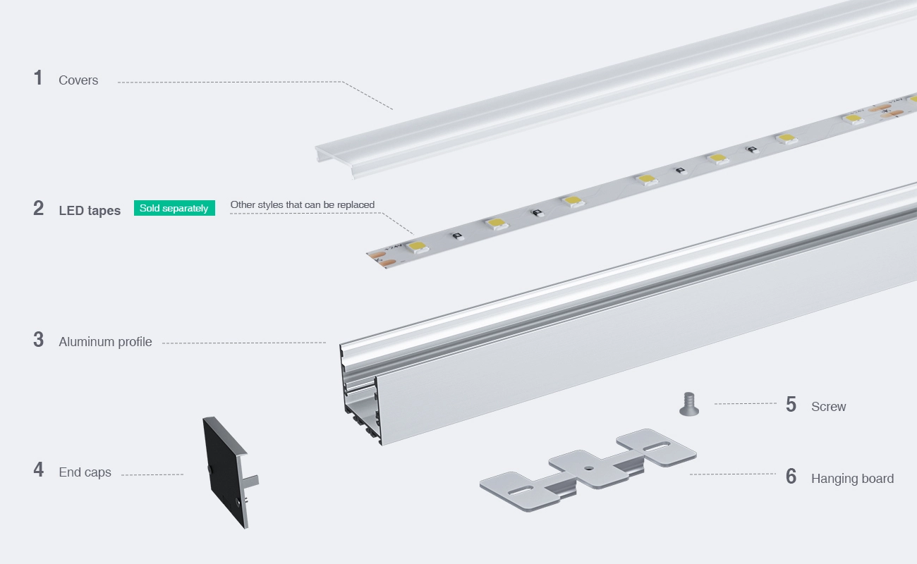 LED-Aluminiumkanal L2000×40×34.8 mm – SP40-LED-Einbaukanal – 03