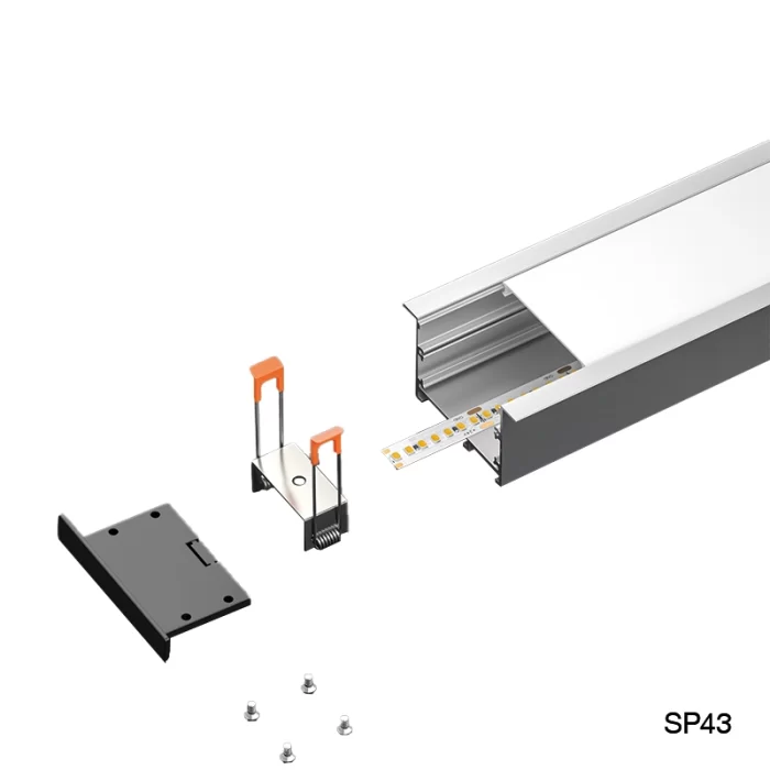 LED aliuminio kanalas L2000×63.5×35 mm – SP43 – įleidžiamas LED kanalas – 03