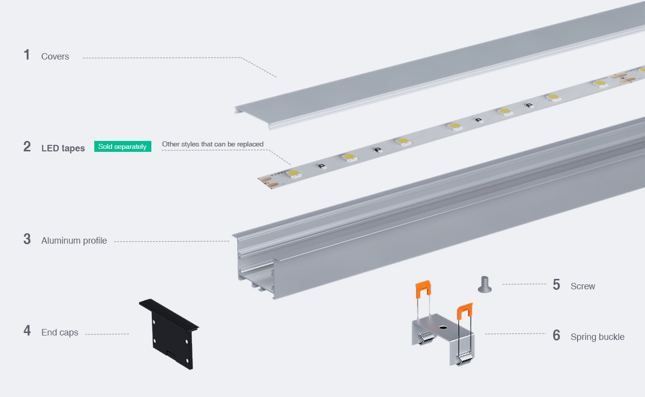 Dirije aliminyòm Chèn L2000 × 63.5 × 35mm - SP43-Recessed LED Channel--03