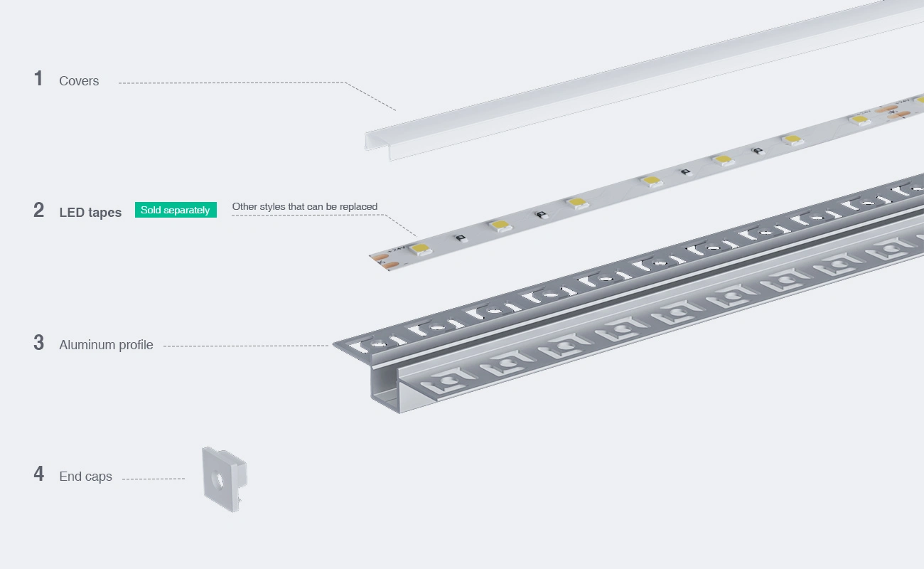 LED aliuminio kanalas L2000 × 55.5 × 14.9 mm - SP46 - lubų LED kanalas - 03