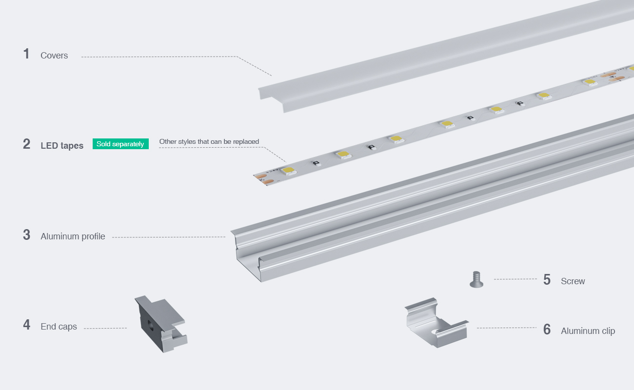 LED Aluminum Channel L2000×20×15mm - SP24-Borderless Recessed LED Channel--03