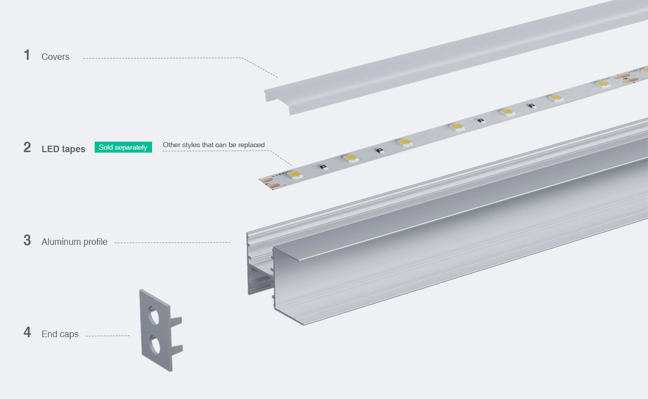 LED المونیم چینل L2000×28.7×20.2mm - SP49-LED پروفایل--03