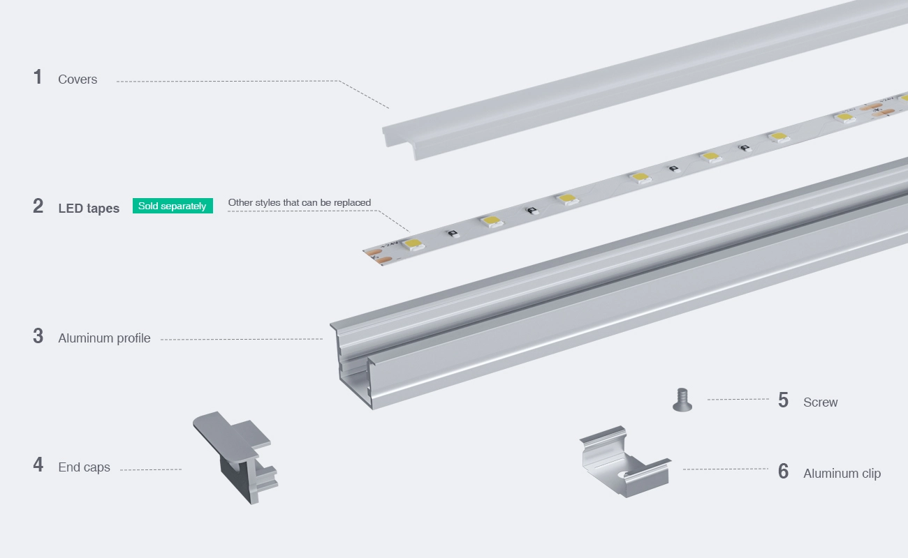 LED चॅनेल L2000×19.7×10mm - SP58-सरफेस माउंट LED चॅनेल--03