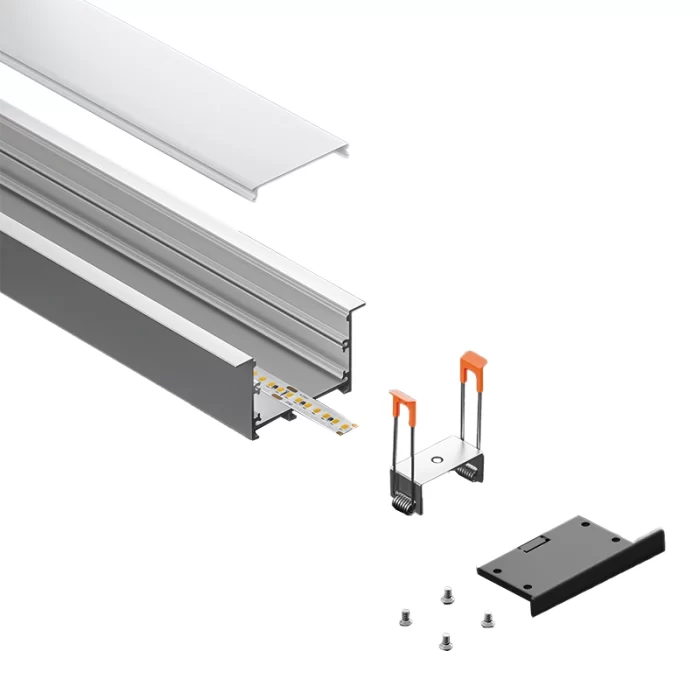 LED aliuminio kanalas L2000×63.5×35 mm – SP43 – įleidžiamas LED kanalas – 04