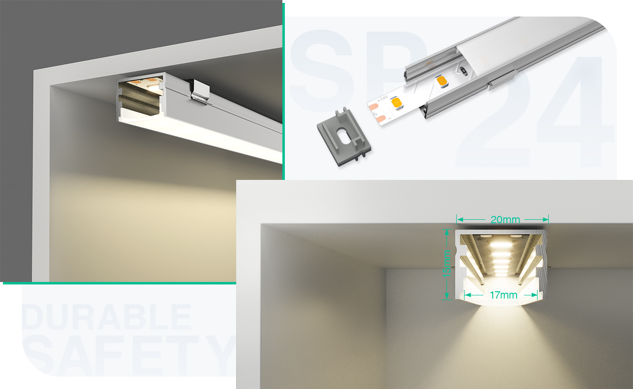 LED Aluminum Channel L2000×20×15mm - SP24-Borderless Recessed LED Channel--05