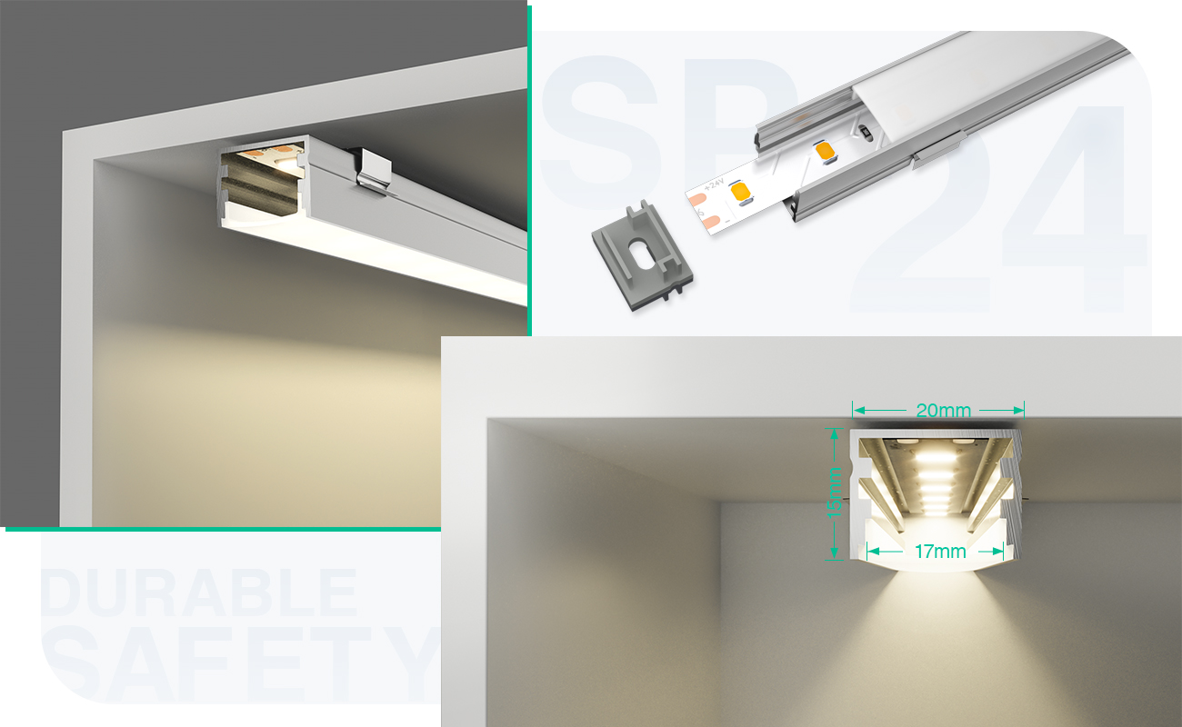 LED-Aluminiumkanal L2000×20×15 mm – SP24-LED-Einbaukanal – 05