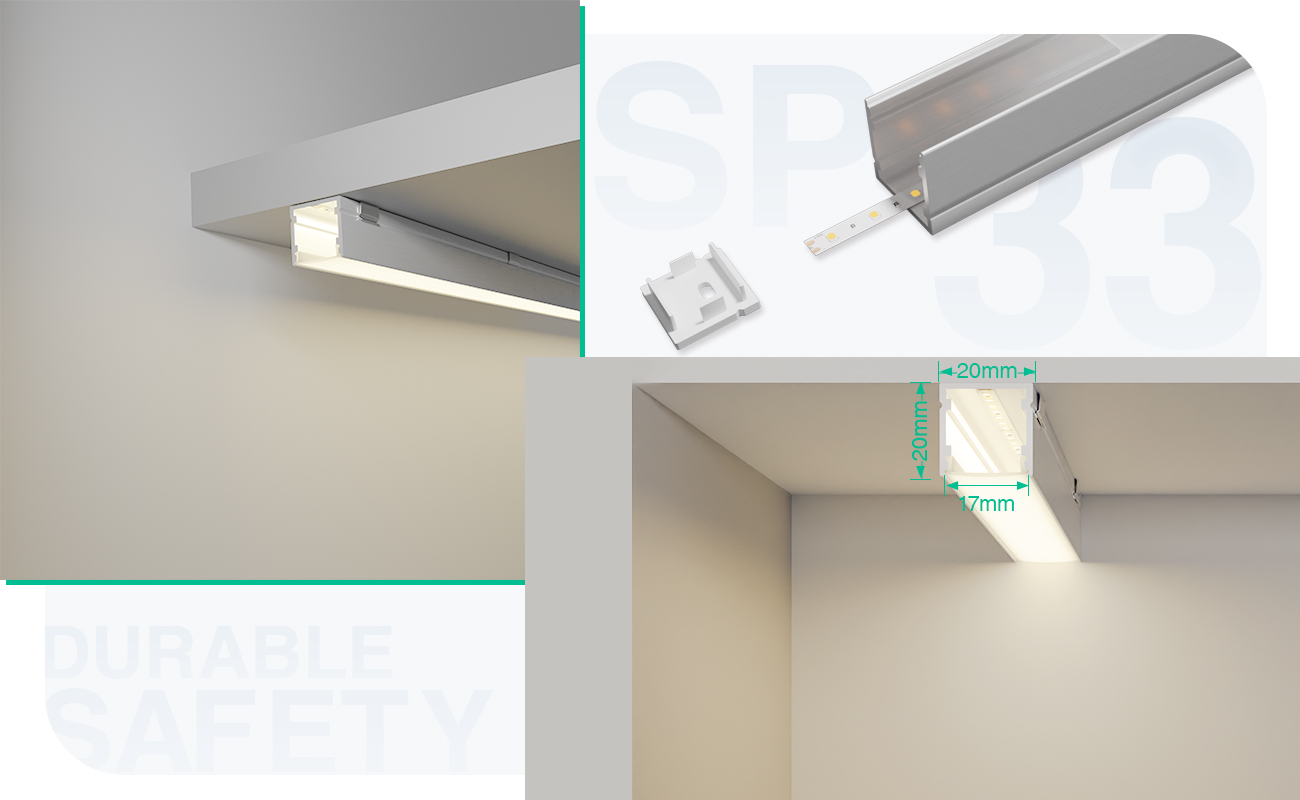 LED Aluminum Channel L2000×20×20mm - SP33-Borderless Recessed LED Channel--05