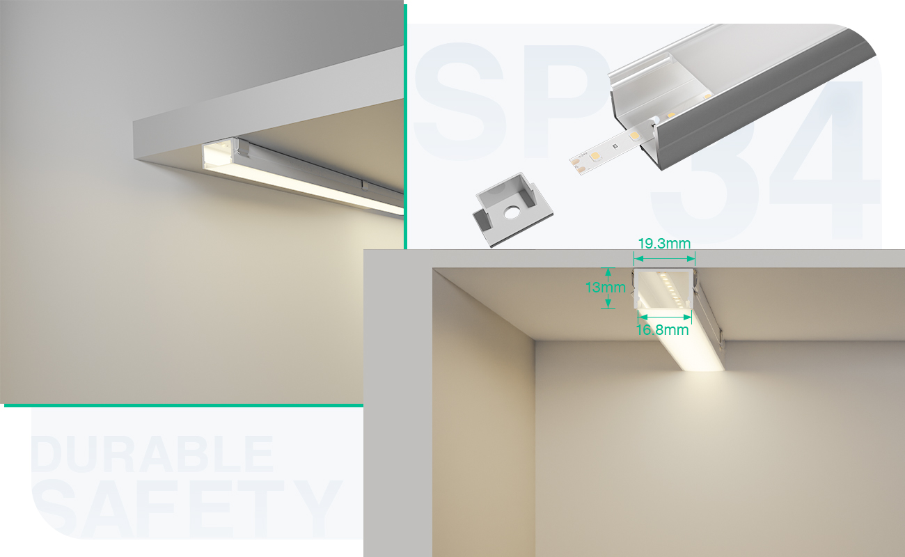 LED Aluminum Channel L2000×19.3×13mm - SP34-Recessed LED Channel--05