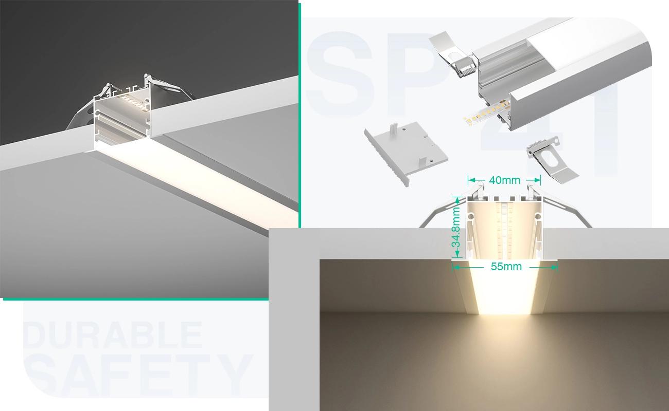 LED অ্যালুমিনিয়াম চ্যানেল L2000×55×34.8mm - SP41-LED প্রোফাইল--05 26