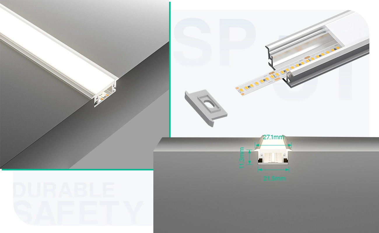 LED aliuminio profilis L2000 × 27.1 × 11.3 mm - SP51-LED profilis--05