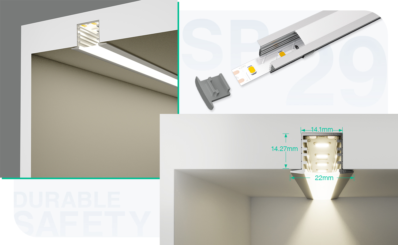 LED Aluminum Channel L2000×22×14.27mm - SP29-Ceiling LED channel--05