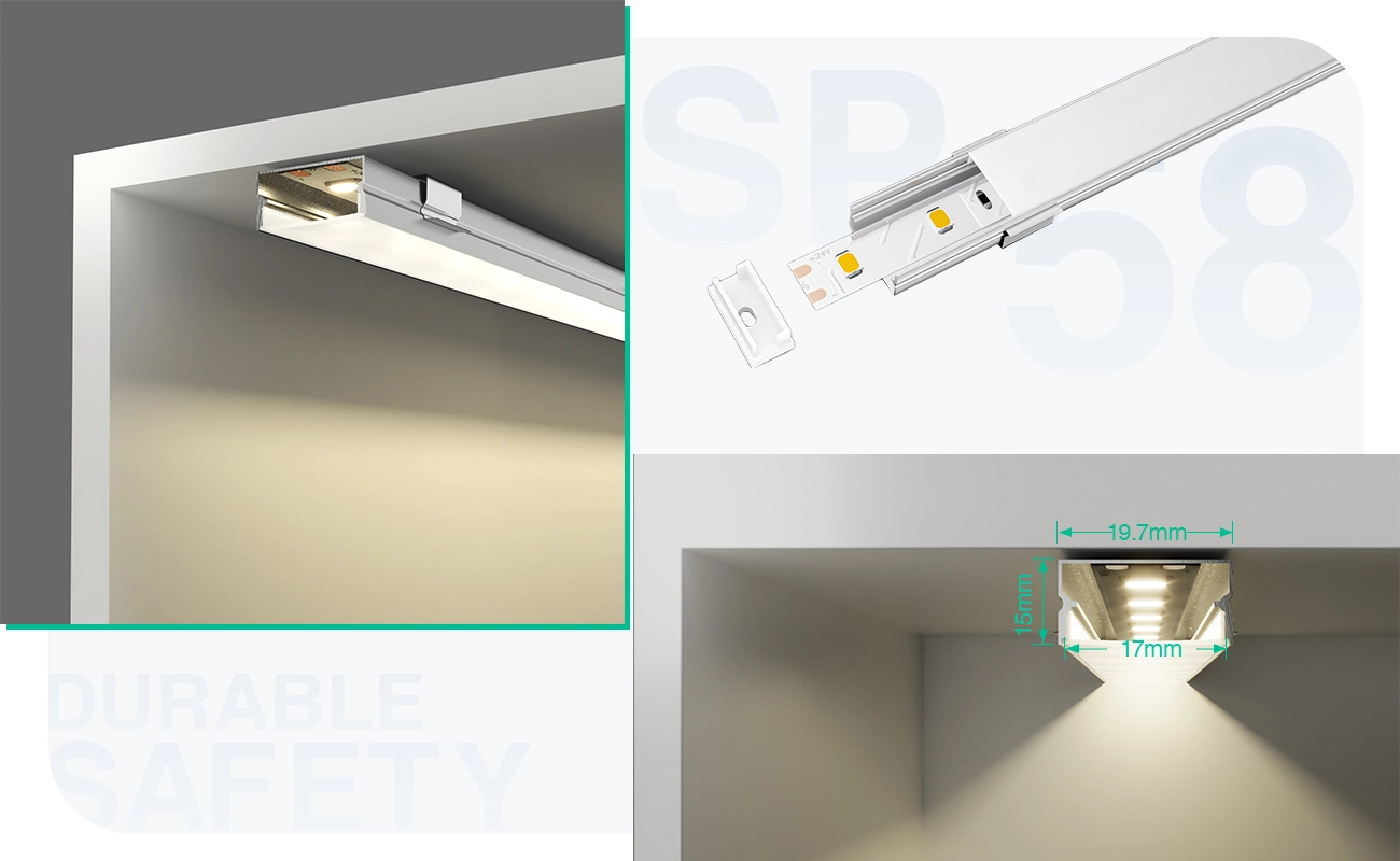 کانال LED L2000×19.7×10mm - SP58-Surface Mount Channel LED--05