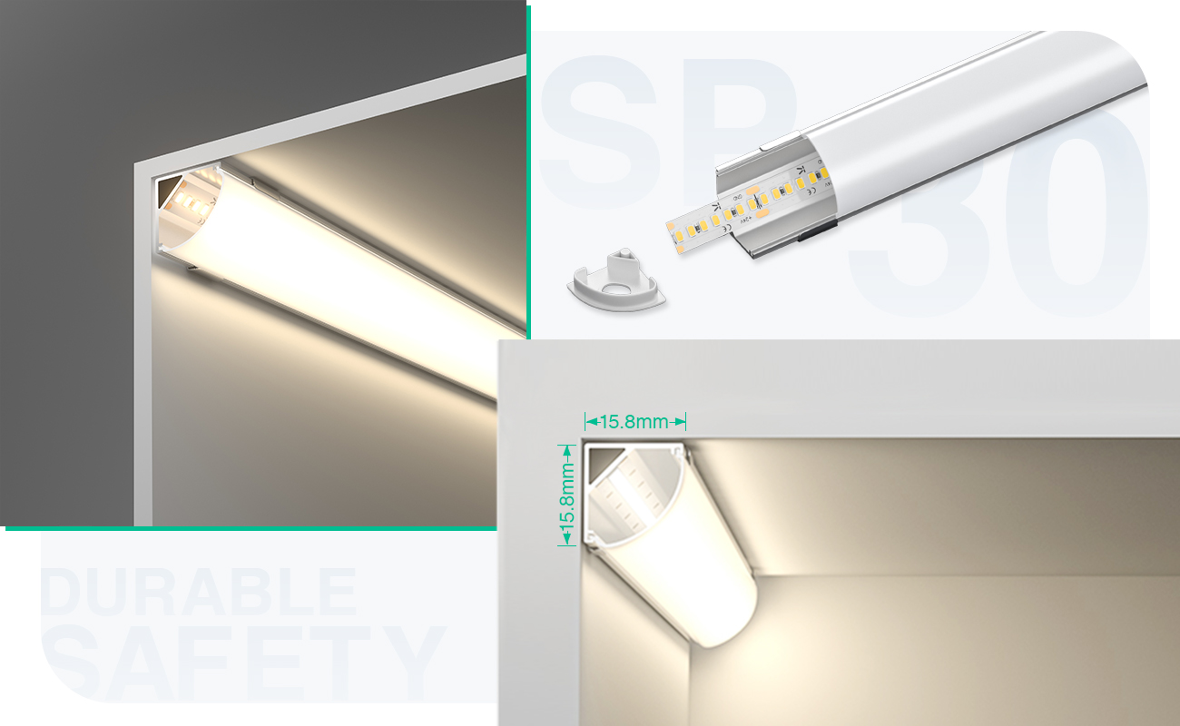 LED-profil L2000×15.8×15.8 mm - SP30-Overflademonteret LED-kanal--05