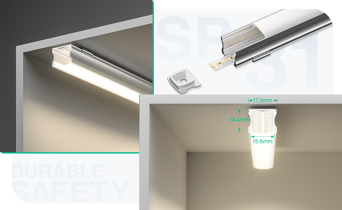 LED-Aluminiumkanal L2000×17.2×14.4 mm – SP31-LED-Einbaukanal – 05