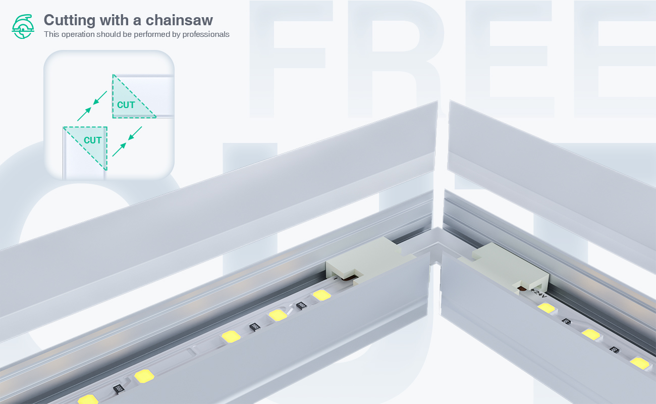 Sianal alùmanum LED L2000 × 20 × 15mm - Sianal LED fosaidh SP24--06