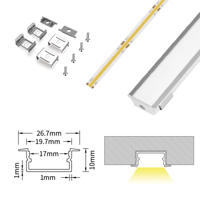 LED Aluminum Channel L2000×26.7×10mm - SP23-Recessed LED Channel--07