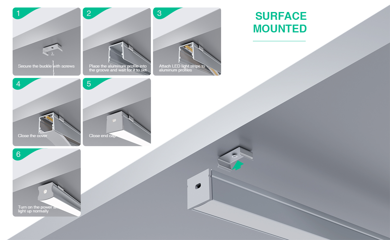 LED Aluminum Channel L2000×20×20mm - SP33-Recessed LED Channel--07