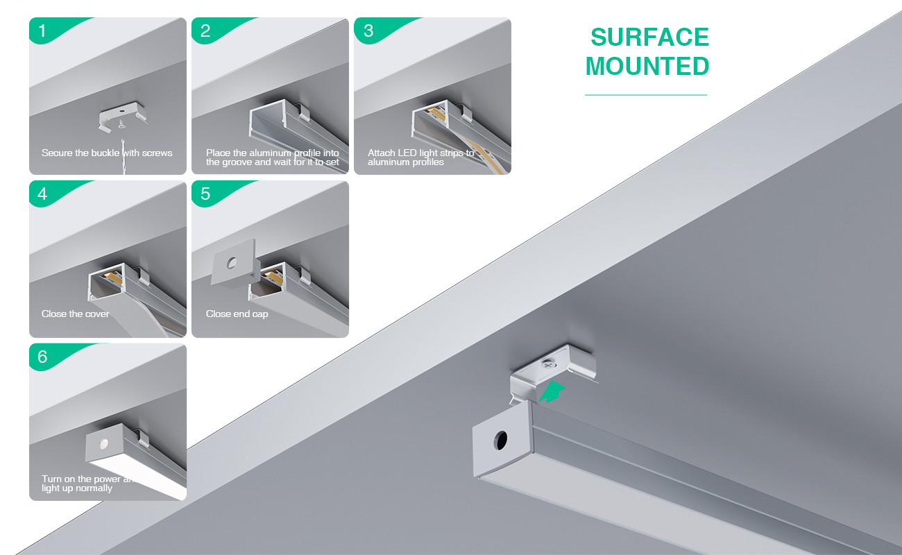 LED Aluminum Channel L2000×19.3×13mm - SP34-Recessed LED Channel--07