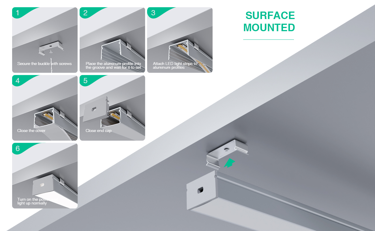 Canale LED in alluminio L2000×30×20mm - SP35-Canale LED da incasso senza bordi--07