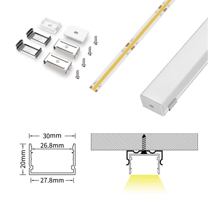 Cainéal LED Alúmanam L2000 × 30 × 20mm - SP35- Cainéal LED uasteorainn --07