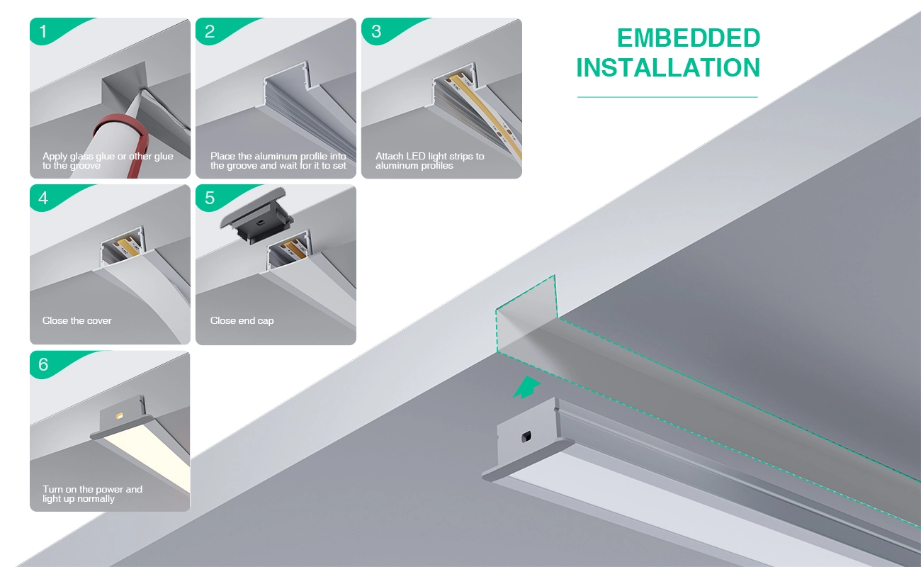 قناة LED للألمنيوم L2000×43×20mm - SP36 - قناة LED للسقف - 07