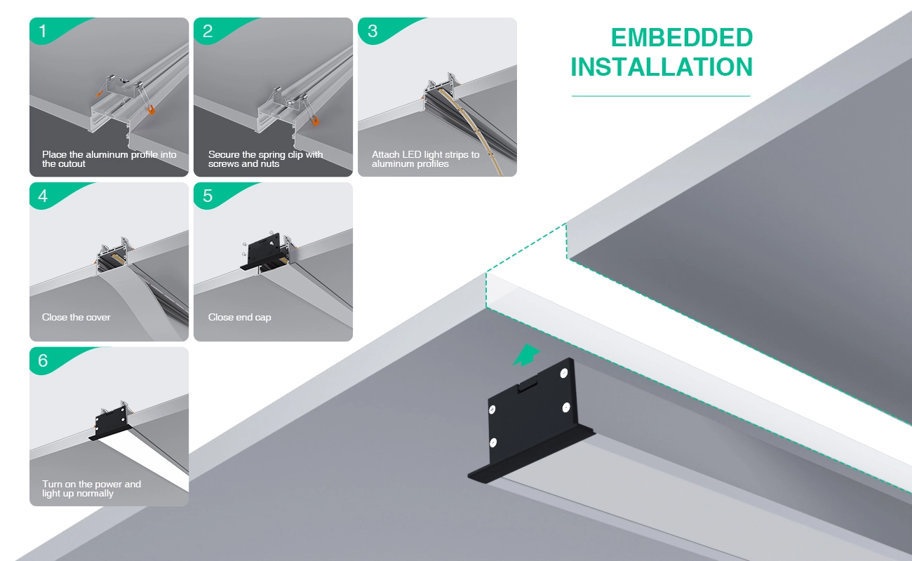 LED aliuminio kanalas L2000 × 63.5 × 35 mm - SP43 - lubų LED kanalas - 07