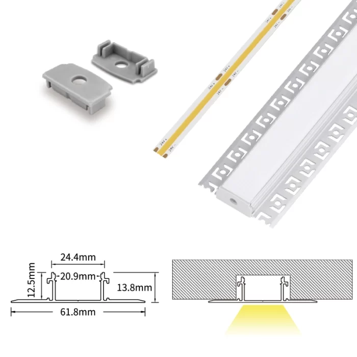 Profil LED L2000×61.8×13.8mm - Saluran LED Tersembunyi SP45--07