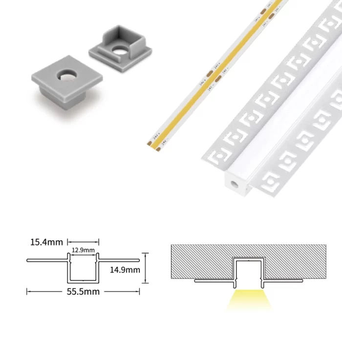 LED aliuminio kanalas L2000 × 55.5 × 14.9 mm - SP46 - lubų LED kanalas - 07