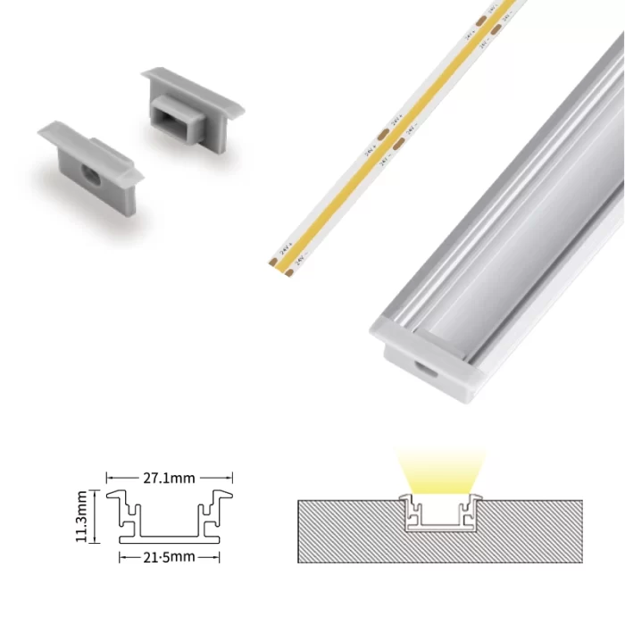 LED Aluminum Profile L2000×27.1×11.3mm - SP51-Recessed LED Channel--07