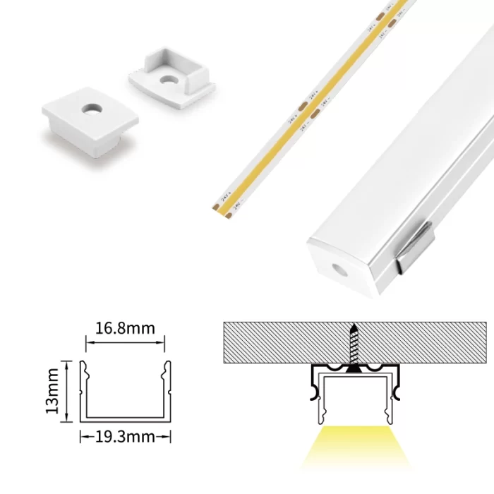LED Aluminum Channel L2000×19.3×13mm - SP34-Borderless Recessed LED Channel--07