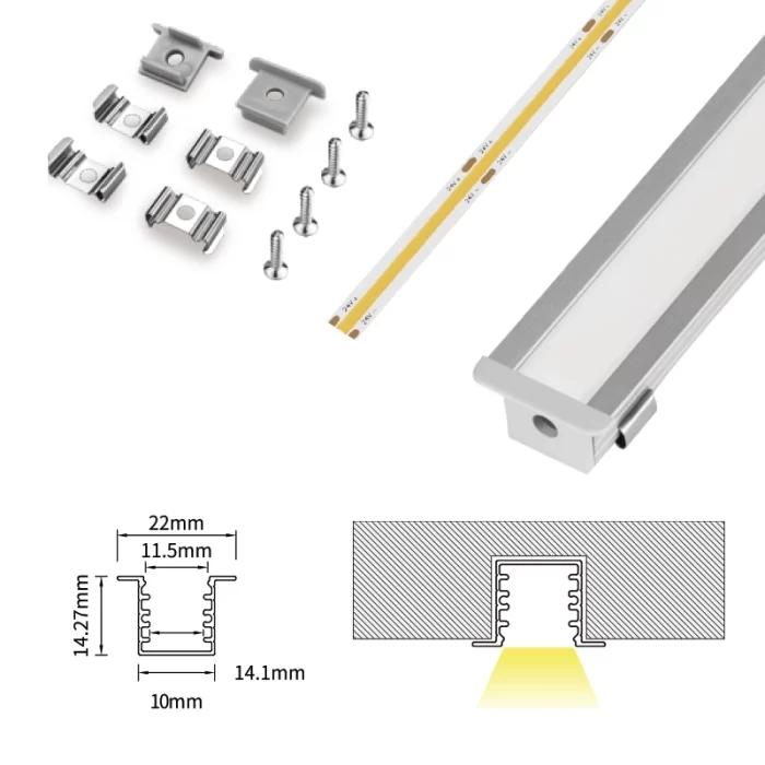 Алюминиевый светодиодный канал L2000×22×14.27 мм - SP29-Встраиваемый светодиодный канал--07