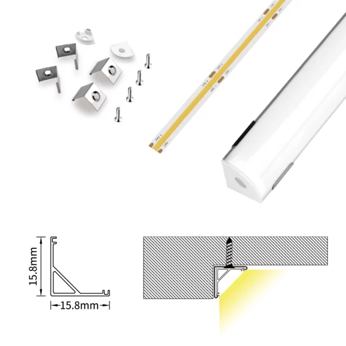 LED-profil L2000×15.8×15.8 mm - SP30-Overflademonteret LED-kanal--07