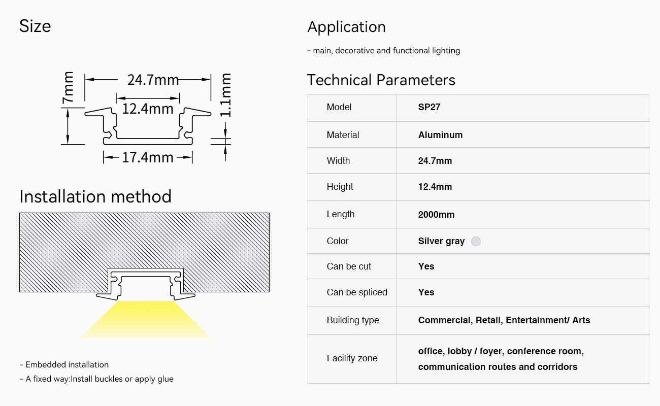 LED Profile L2000×24.7×7mm - SP27-Ceiling LED channel--09