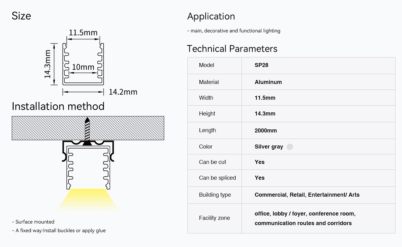 LED Profile L2000×14.2×14.3mm - SP28-Recessed LED Channel--09